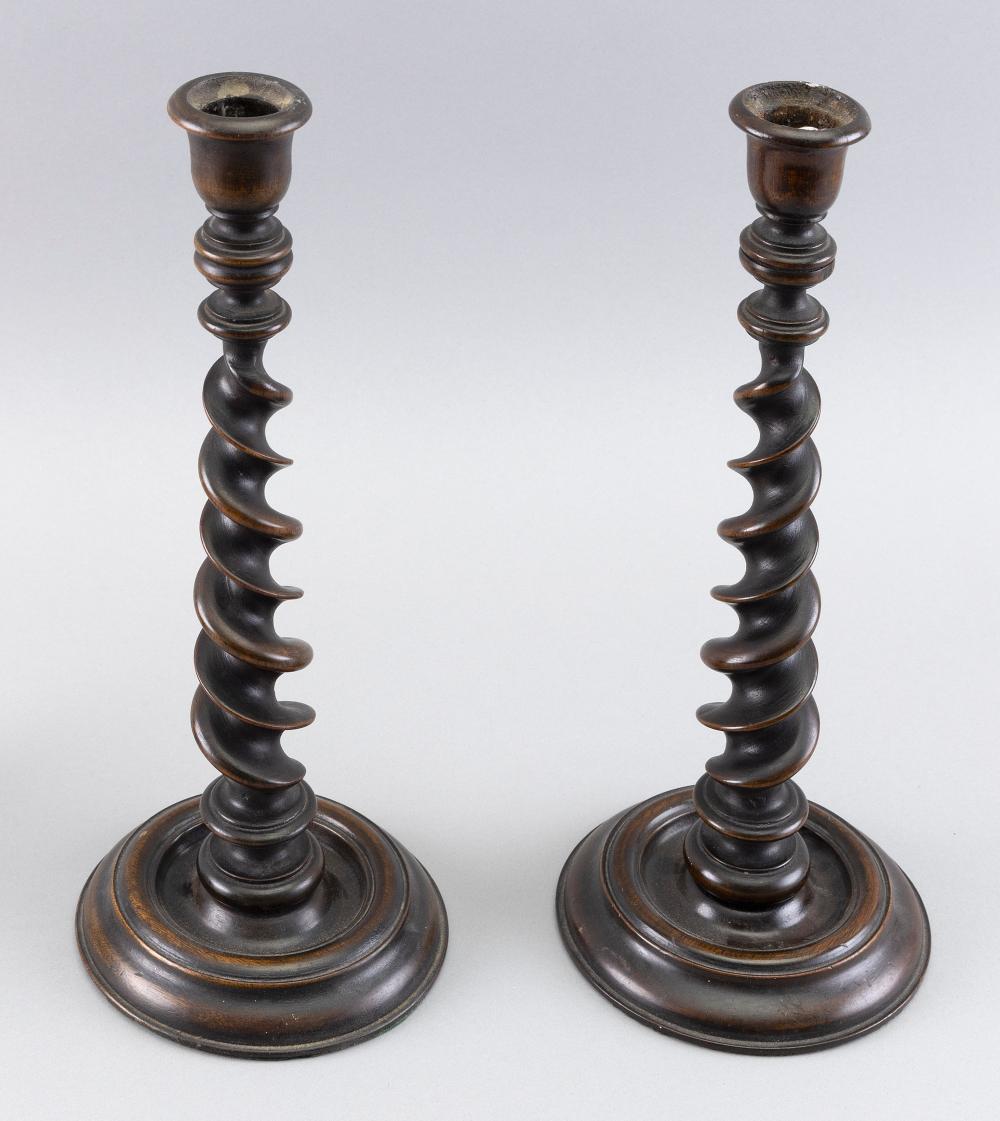 PAIR OF ENGLISH OAK SPIRAL-TWIST