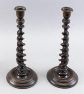PAIR OF ENGLISH OAK SPIRAL-TWI