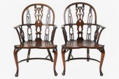 PAIR OF ENGLISH OAK WINDSOR AR