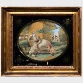 PAIR OF ENGLISH OVAL NEEDLEWOR