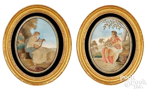 PAIR OF ENGLISH OVAL SILK