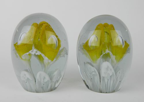 PAIR OF ENGLISH PAPERWEIGHT