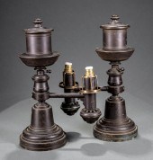 PAIR OF ENGLISH PATINATED BRON