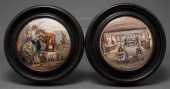 Pair of English polychrome tra