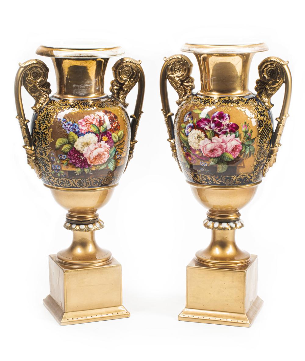 PAIR OF ENGLISH PORCELAIN FLORAL
