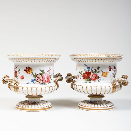 PAIR OF ENGLISH PORCELAIN WINE