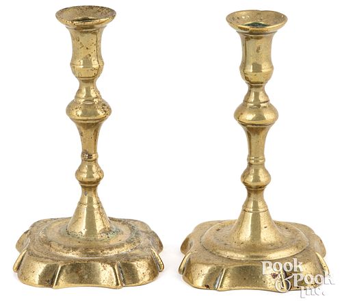 PAIR OF ENGLISH QUEEN ANNE BRASS