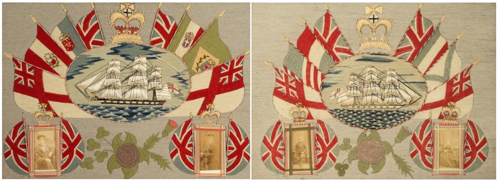 PAIR OF ENGLISH SAILOR'S WOOLWORK