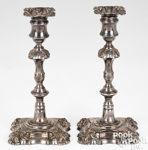 PAIR OF ENGLISH SHEFFIELD PLATE