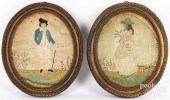 PAIR OF ENGLISH SILK EMBROIDER