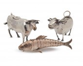 PAIR OF ENGLISH SILVER COW CRE