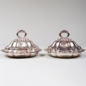 PAIR OF ENGLISH SILVER PLATE E
