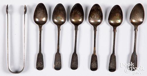 PAIR OF ENGLISH SILVER TONGS,