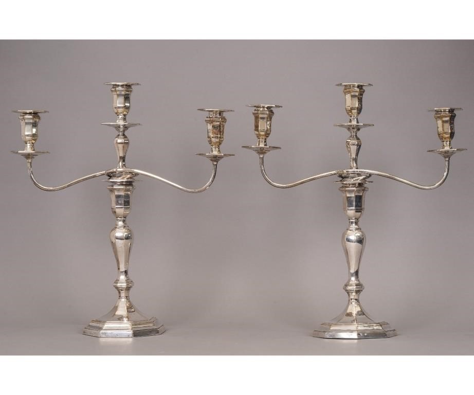 Pair of English silver weighted