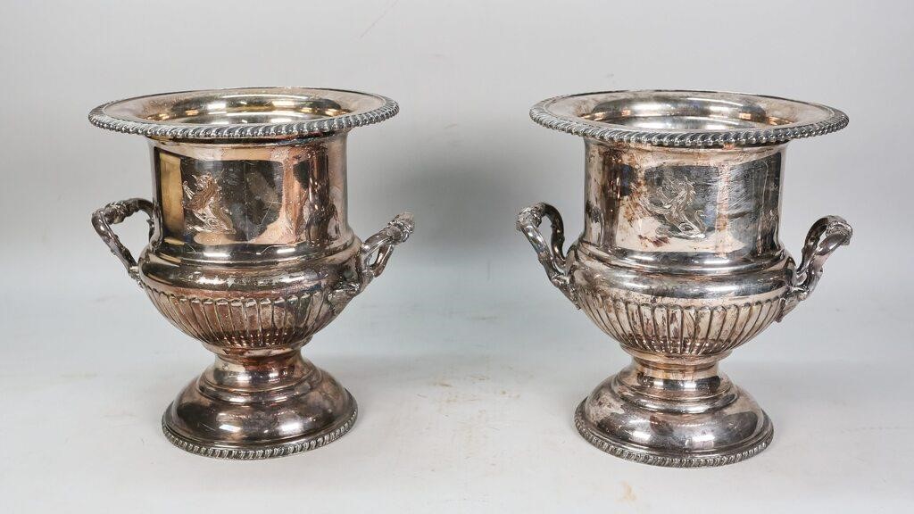PAIR OF ENGLISH SILVERPLATE WINE