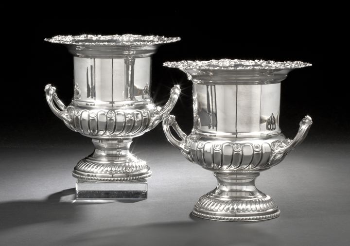 Pair of English Silverplate Wine