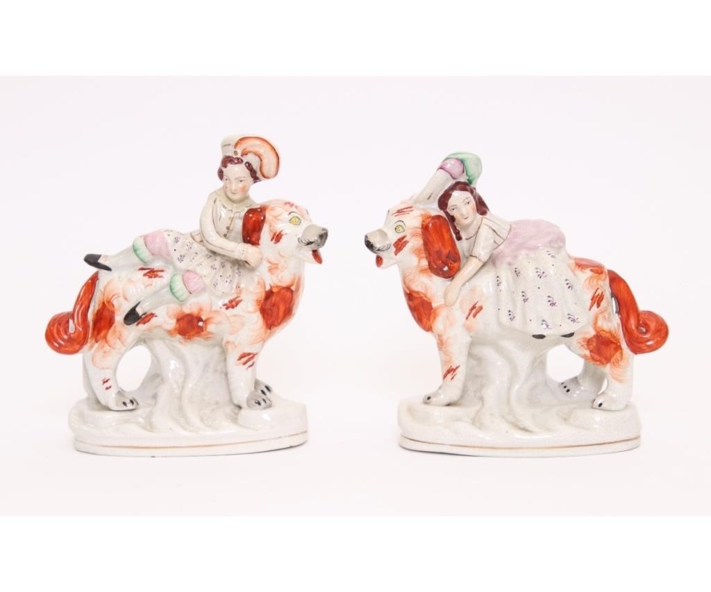 Pair of English Staffordshire red