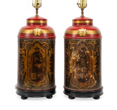 PAIR OF ENGLISH TEA CANISTERS