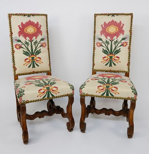 PAIR OF ENGLISH UPHOLSTERED HIGH