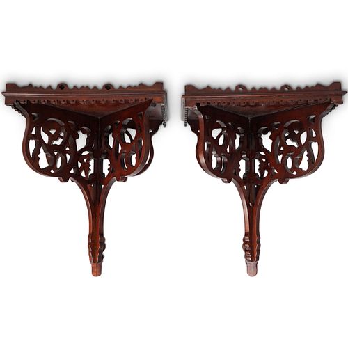 PAIR OF ENGLISH WOOD WALL