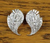 PAIR OF ESTATE DIAMOND AND PLA