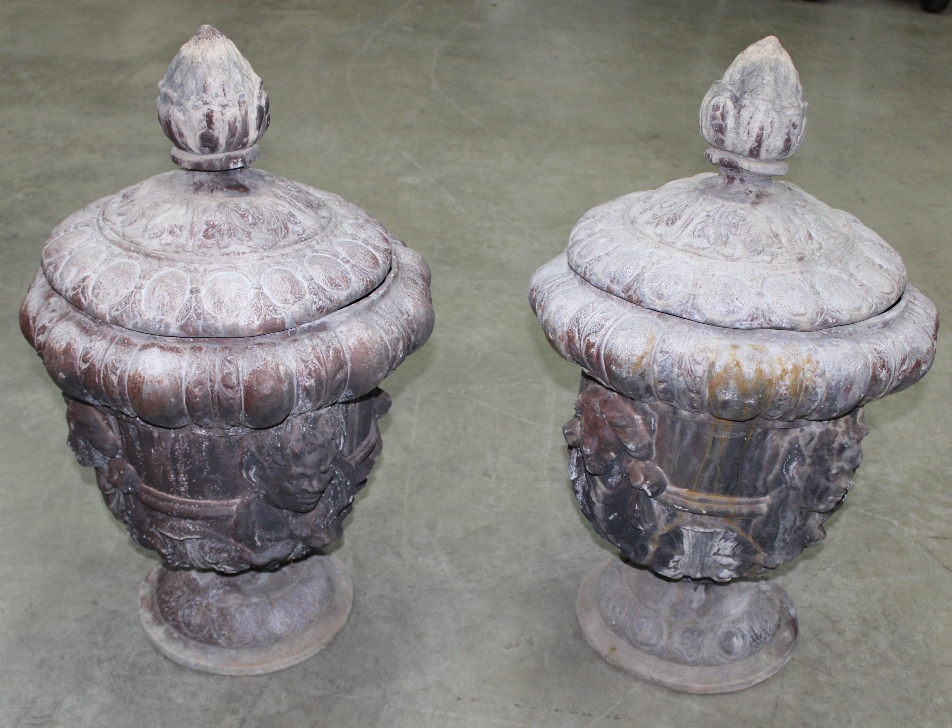 PAIR OF EUROPEAN CAST LEAD GARDEN
