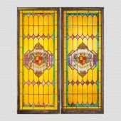 PAIR OF EXCEPTIONAL STAINED GL