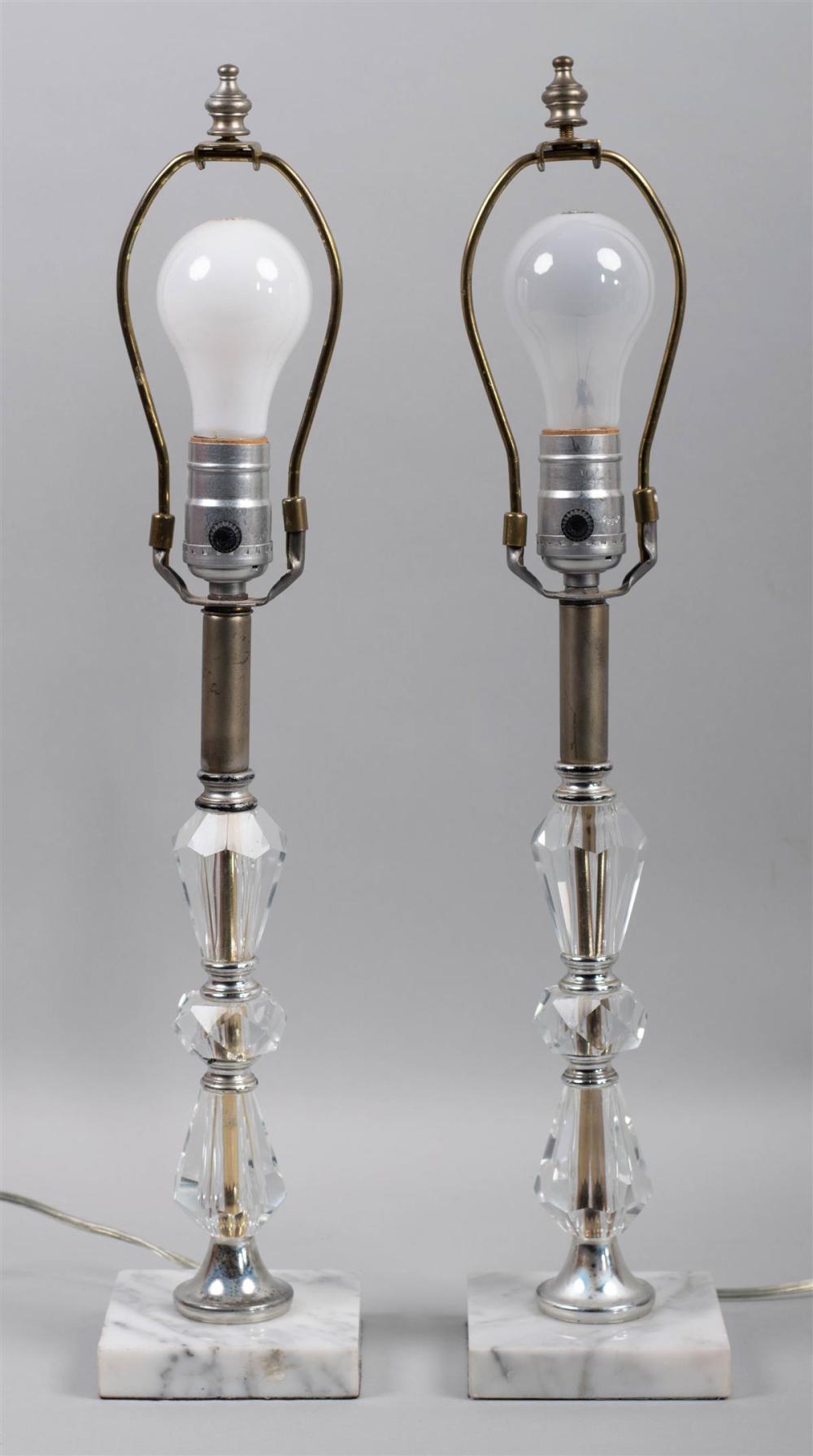 PAIR OF FACETED GLASS BOUDOIR