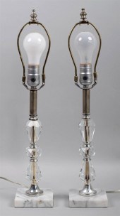 PAIR OF FACETED GLASS BOUDOIR