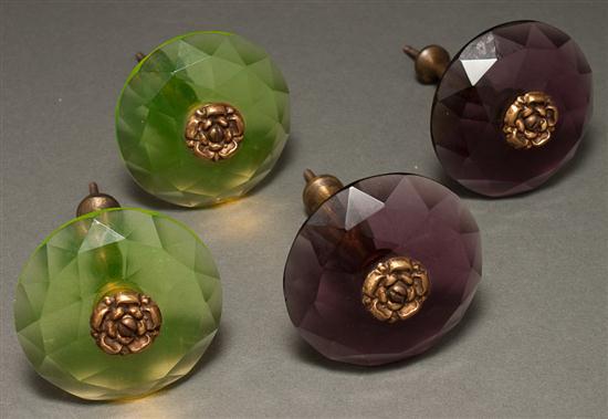 Pair of faceted yellow glass and