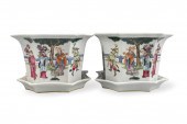 PAIR OF FAMILLE ROSE PLANTERS