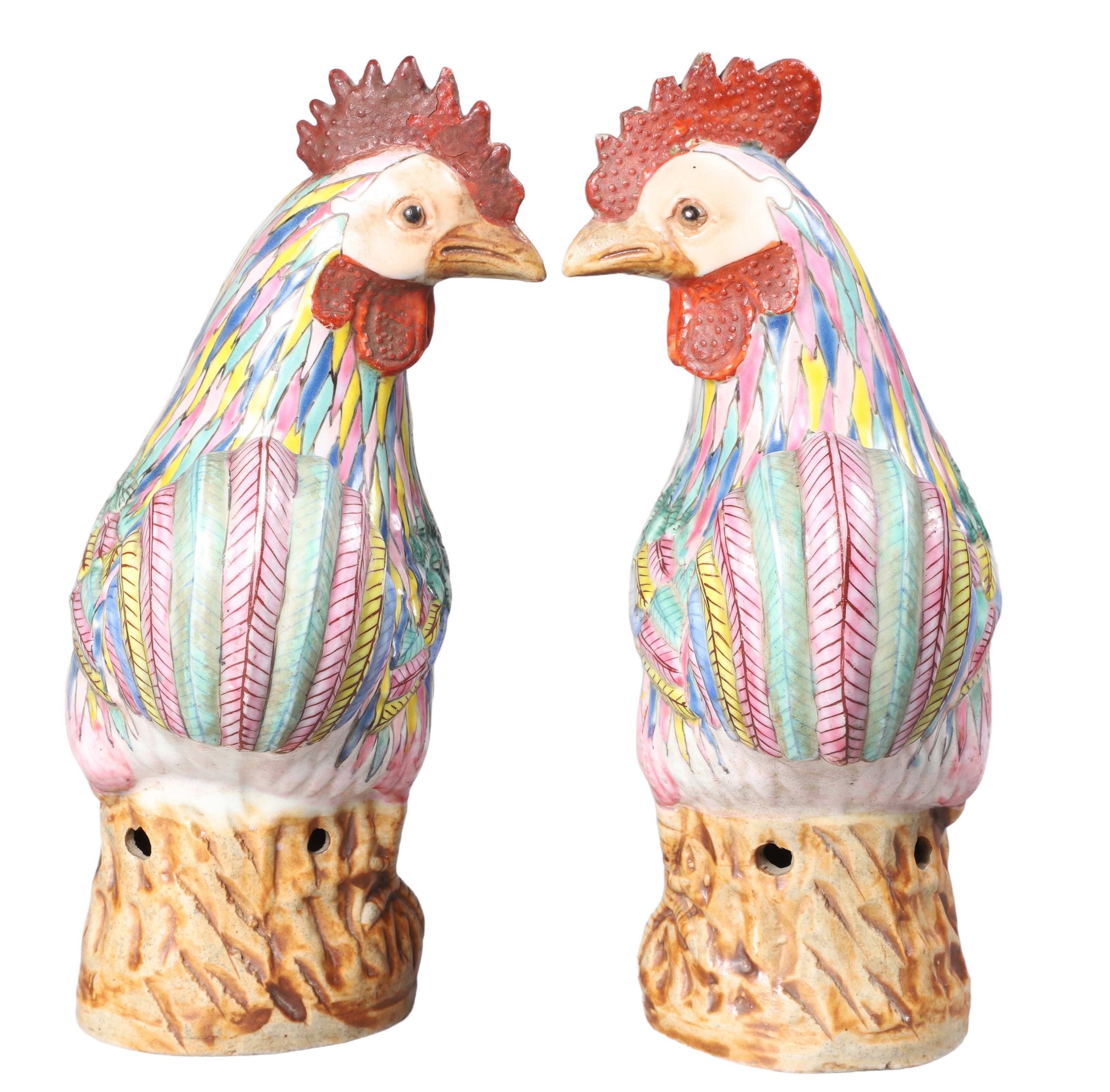 Pair of Famille Rose pottery mirror