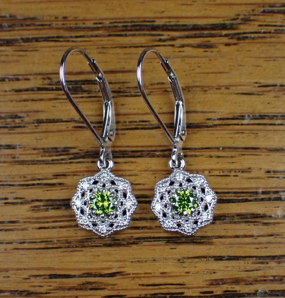 PAIR OF FANCY GREEN DIAMOND