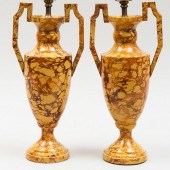 PAIR OF FAUX AGATE PAINTED WOO