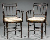 PAIR OF FAUX BAMBOO ARMCHAIRSP