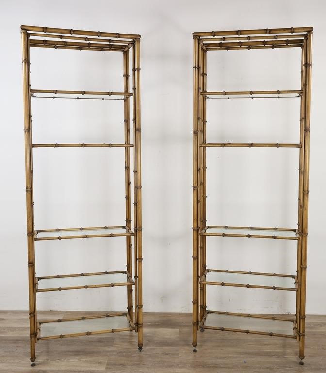 PAIR OF FAUX BAMBOO METAL