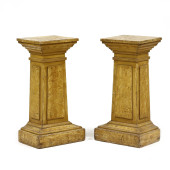 PAIR OF FAUX GRAIN PAINTED PED