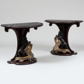 PAIR OF FAUX GRAINED AND PARCE