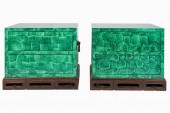 PAIR OF FAUX MALACHITE CHESTS