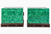 PAIR OF FAUX MALACHITE CHESTS