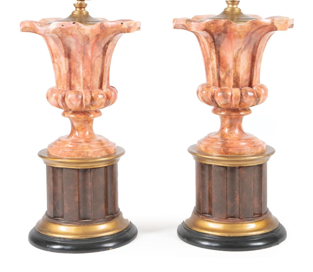 PAIR OF FAUX MARBLE URN-FORM