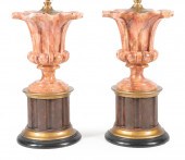 PAIR OF FAUX MARBLE URN-FORM L