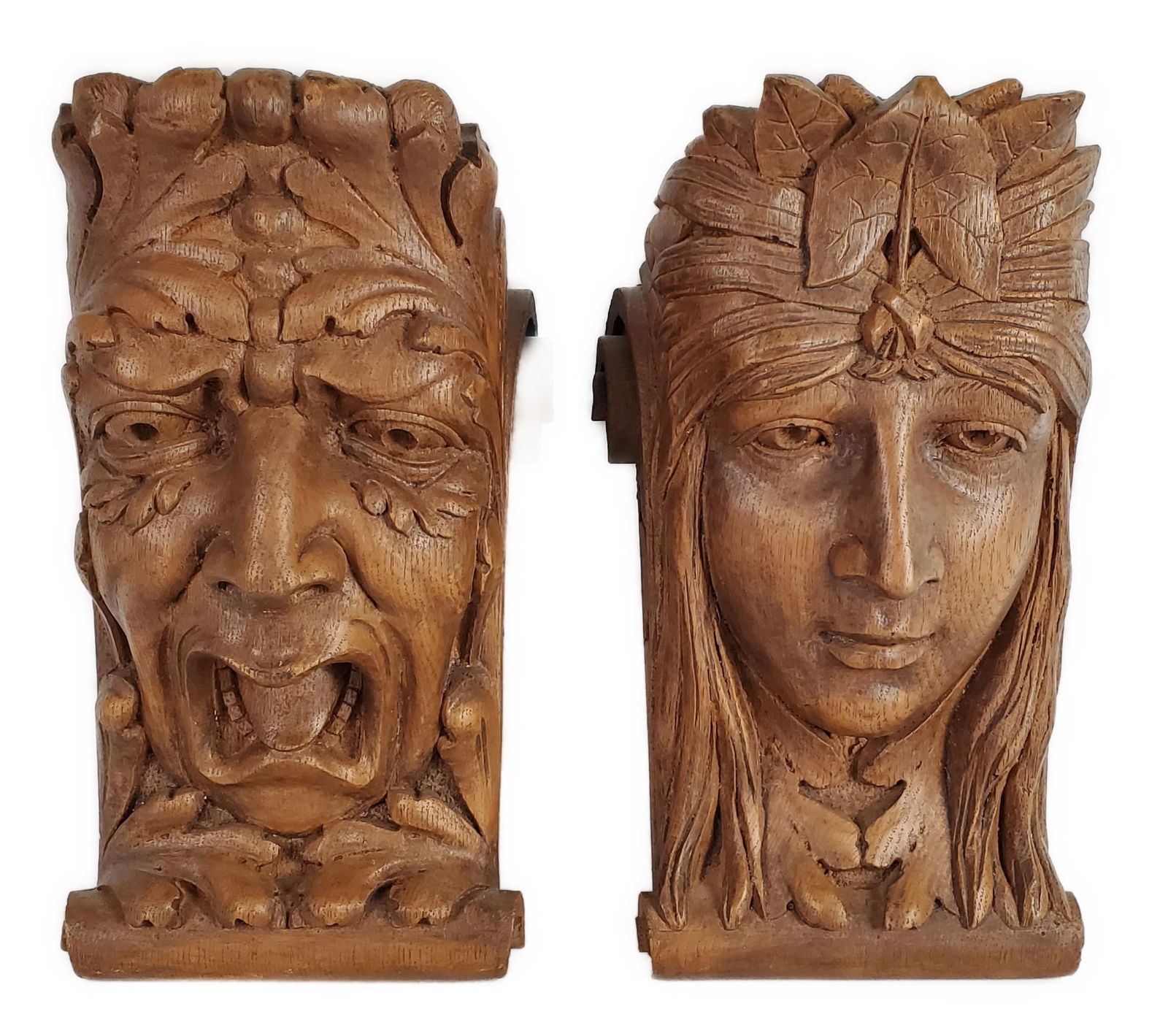 PAIR OF FAUX OAK COMPOSITION