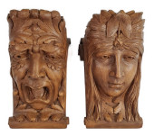 PAIR OF FAUX OAK COMPOSITION R