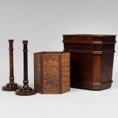 PAIR OF FAUX PAINTED CANDLESTI