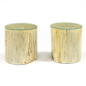 PAIR OF FAUX PETRIFIED WOOD ST