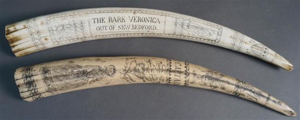 PAIR OF FAUX SCRIMSHAWSPair of Faux
