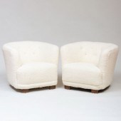 PAIR OF FAUX SHEARLING LOUNGE