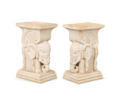 PAIR OF FAUX STONE ELEPHANT OC