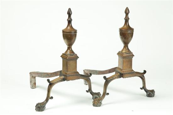PAIR OF FEDERAL ANDIRONS.  American